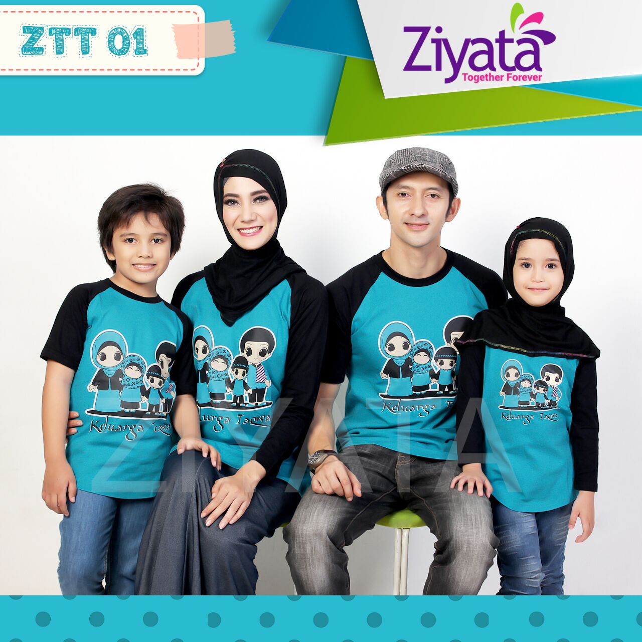 Jual Baju  Family  Ziyata Kaos  Couple  Keluarga Muslim ZTT 01