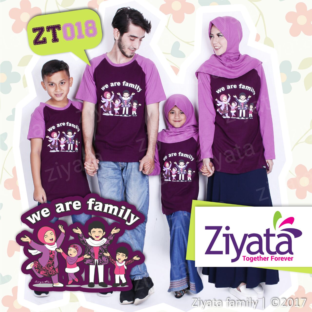  Kaos  Keluarga  Muslim  Terbaru Kaos  Couple Ungu Ziyata ZT 018